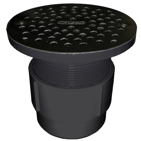 Jones Stephens 3in. x 4in. PVC Pipe Fit Drain Base with 3-1/2in. Plastic Spud and 6in. Stainless Steel Strainer D53020